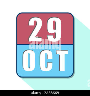 29. Oktober. 29. Tag des Monats, Einfacher Kalender Symbol auf weißem Hintergrund. Planung. Zeit-management. Der Kalender Symbole für Web Design. Herbst Monat Stockfoto