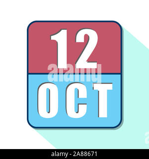 12. Oktober. 12. Tag des Monats, Einfacher Kalender Symbol auf weißem Hintergrund. Planung. Zeit-management. Der Kalender Symbole für Web Design. Herbst Monat Stockfoto