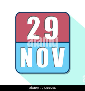 November 29 th. 29. Tag des Monats, Einfacher Kalender Symbol auf weißem Hintergrund. Planung. Zeit-management. Der Kalender Symbole für Web Design. Herbst Mont Stockfoto