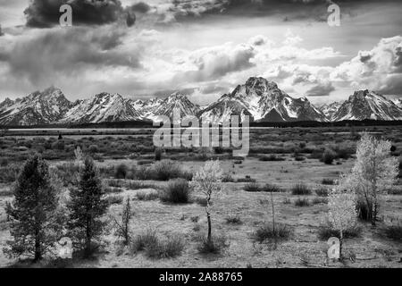 Ein Sturm in die Grand Teton Berge, Grand Teton National Park, Wyoming, USA Stockfoto