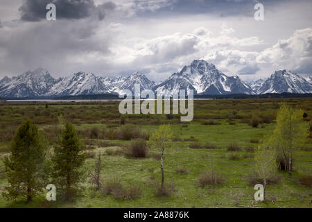 Ein Sturm in die Grand Teton Berge, Grand Teton National Park, Wyoming, USA Stockfoto