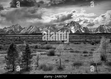 Ein Sturm in die Grand Teton Berge, Grand Teton National Park, Wyoming, USA Stockfoto