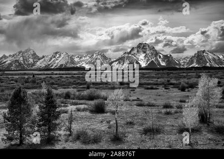 Ein Sturm in die Grand Teton Berge, Grand Teton National Park, Wyoming, USA Stockfoto