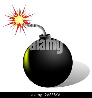 Schwarze Bombe isoliert Vector Illustration. Stock Vektor