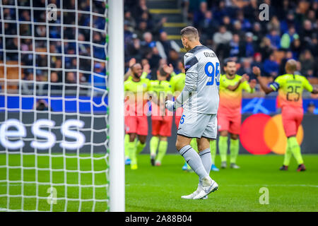 Mailand, Italien. 6 Nov, 2019. pierluigi gollini (Atalanta bc) während des Turniers runde, Gruppe C, Atalanta vs Manchester City, Fussball Champions League Männer Meisterschaft in Mailand, Italien, 06. November 2019 - LPS/Fabrizio Carabelli Credit: Fabrizio Carabelli/LPS/ZUMA Draht/Alamy leben Nachrichten Stockfoto