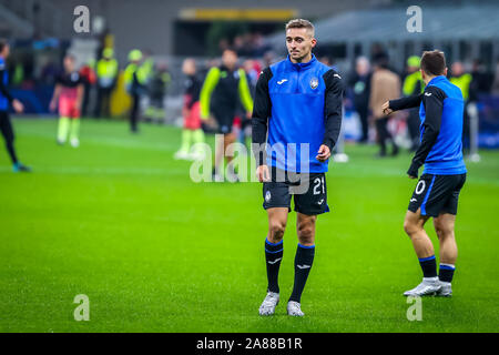 Mailand, Italien. 6 Nov, 2019. timoty Castagne (Atalanta bc) während des Turniers runde, Gruppe C, Atalanta vs Manchester City, Fussball Champions League Männer Meisterschaft in Mailand, Italien, 06. November 2019 - LPS/Fabrizio Carabelli Credit: Fabrizio Carabelli/LPS/ZUMA Draht/Alamy leben Nachrichten Stockfoto