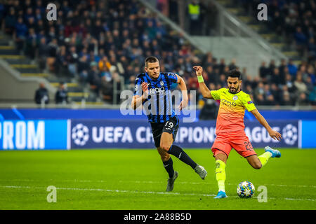 Mailand, Italien. 6 Nov, 2019. Riyad mahrez (Manchester City) während des Turniers runde, Gruppe C, Atalanta vs Manchester City, Fussball Champions League Männer Meisterschaft in Mailand, Italien, 06. November 2019 - LPS/Fabrizio Carabelli Credit: Fabrizio Carabelli/LPS/ZUMA Draht/Alamy leben Nachrichten Stockfoto