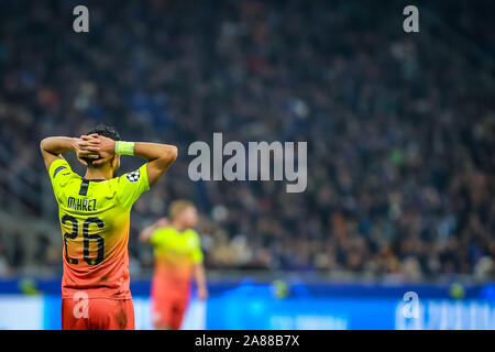 Mailand, Italien. 6 Nov, 2019. Riyad mahrez (Manchester City) während des Turniers runde, Gruppe C, Atalanta vs Manchester City, Fussball Champions League Männer Meisterschaft in Mailand, Italien, 06. November 2019 - LPS/Fabrizio Carabelli Credit: Fabrizio Carabelli/LPS/ZUMA Draht/Alamy leben Nachrichten Stockfoto