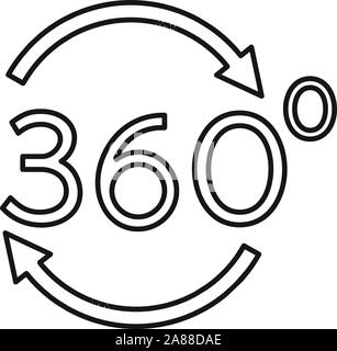 Vr Gehirn 360 Grad Symbol. Umriss vr Gehirn 360 Grad vektor Symbol für Web Design auf weißem Hintergrund Stock Vektor