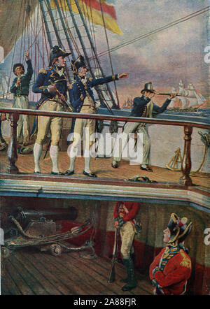 Nelson's Jagd nach dem Französischen 1805, Schlacht von Trafalgar Stockfoto