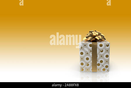 Glänzend 3D-Geschenkbox auf einen farbigen Hintergrund. Viel Platz für Erntegut kopieren die Bedürfnisse ihres Design. 3D-Rendering. Stockfoto