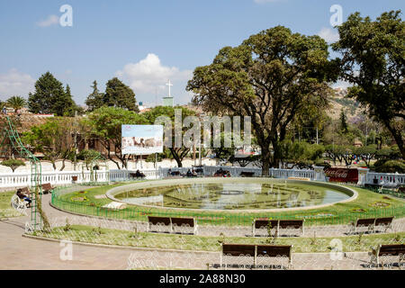 Bicentennial Brunnen oder Fuente del Bicentenario im Parque Simon Bolivar in Sucre, Bolivien Stockfoto