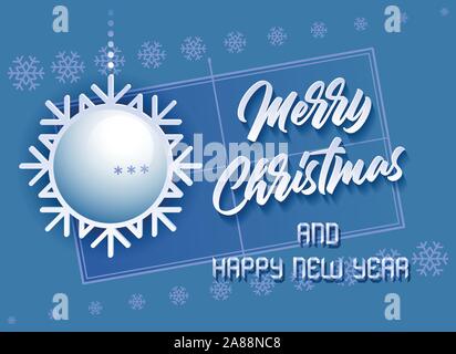 Frohe Weihnachten und guten Rutsch ins neue Jahr. Sport Karte mit einem Ping-Pong-Ball wie eine Schneeflocke und eine Tischtennisplatte. Vector Illustration. Stock Vektor