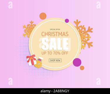 Moderne Weihnachten Verkauf Banner in Papier schneiden Stil. Banner, Poster, Werbung. Stock Vektor