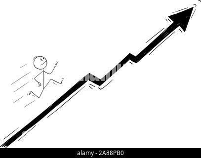Vektor cartoon Strichmännchen Zeichnen konzeptionelle Darstellung der Geschäftsmann Sie die Tabelle oder Grafik. Das Konzept der finanziellen Erfolg und Wachstum. Stock Vektor