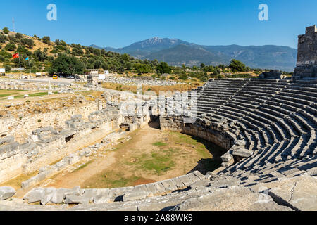 Bleibt der Theater bei der Ruinen von Xanthos eine antike Stadt Lykien in der Provinz Antalya in der Türkei. Stockfoto