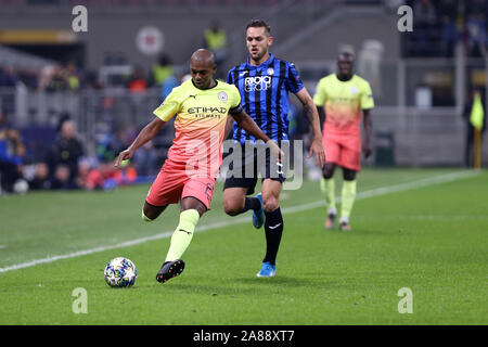 Mailand, Italien. 06. November 2019. Uefa Champions League Gruppe C Atalanta Bergamasca Calcio vs Manchester City FC. Fernandinho von Manchester City FC. Stockfoto