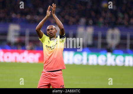 Mailand, Italien. 06. November 2019. Uefa Champions League Gruppe C Atalanta Bergamasca Calcio vs Manchester City FC. Fernandinho von Manchester City FC. Stockfoto