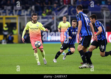 Mailand, Italien. 06. November 2019. Uefa Champions League Gruppe C Atalanta Bergamasca Calcio vs Manchester City FC. David Silva von Manchester City FC. Stockfoto