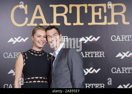 November 7, 2019, Madrid, Spanien: Rebecca Romjin und Jerry O'Connell nehmen an der "Carter" AXN TV-Serie Fotoauftrag bei URSO Hotel in Madrid, Spanien. (Bild: © Jack Abuin/ZUMA Draht) Stockfoto