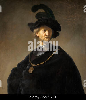 Rembrandt van Rijn, alter Mann mit einer goldenen Kette, (Rembrandt's Vater), Portrait Malerei, 1631 Stockfoto