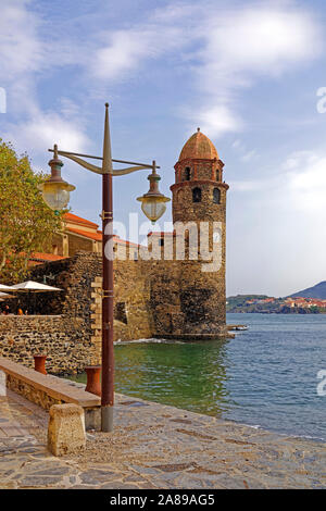 Leuchtturm, Bucht, Kirche, Église Notre-Dame-des-Anges Stockfoto