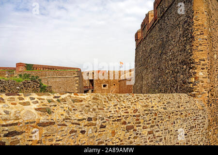 Festung, Château Royal de Collioure, Festungsmauer Stockfoto