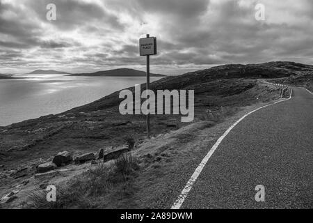 Blick Richtung Taransay von der Straße nach Huisinis, Harris, Äußere Hebriden, Schottland Stockfoto