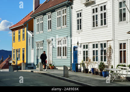 Holzhäuser in Bergens Altstadt. Bergen, Norwegen Stockfoto