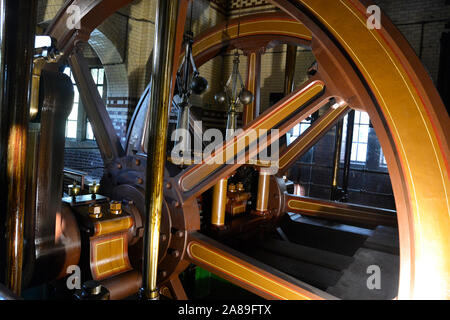 Beam Motoren in Betrieb bei Abbey Pumping Station in Leicester, Leicestershire, Großbritannien Stockfoto