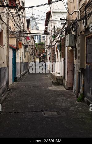 Zugemauert und bestieg, Häuser in der Altstadt Shanghai Stockfoto