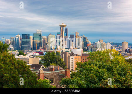 Skyline von Seattle, Washington, USA als vom Kerry Park gesehen Stockfoto