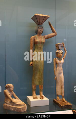 Ägyptische Uschebtis, Knechte zu Tode, im Britischen Museum in London, Großbritannien Stockfoto