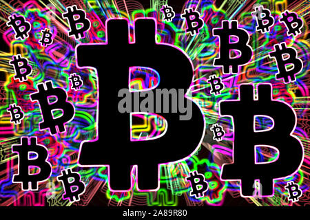 Eine abstrakte Bitcoin Symbol Hintergrundbild. Stockfoto