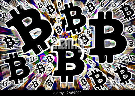 Eine abstrakte Bitcoin Symbol Hintergrundbild. Stockfoto