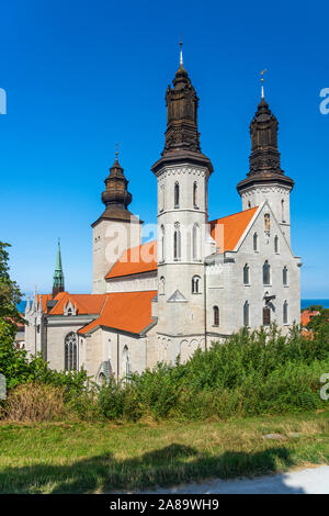 Die Fassade der Kathedrale in Visby Visby, Gotland, Schweden. Stockfoto