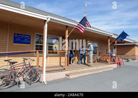 Seward ist eine Stadt in Alaska, United States. Auf Auferstehung Bay befindet sich auf der Kenai Halbinsel. Stockfoto