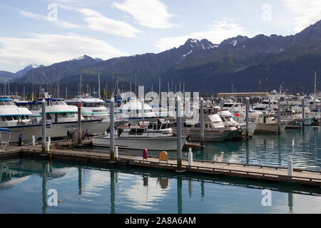 Seward ist eine Stadt in Alaska, United States. Auf Auferstehung Bay befindet sich auf der Kenai Halbinsel. Stockfoto