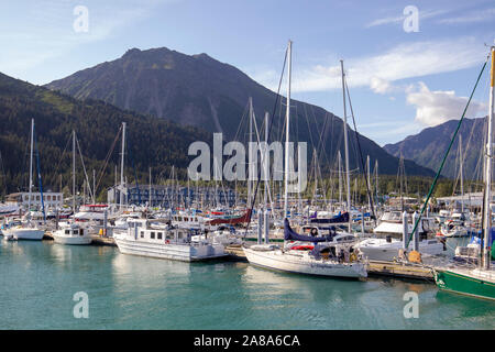 Seward ist eine Stadt in Alaska, United States. Auf Auferstehung Bay befindet sich auf der Kenai Halbinsel. Stockfoto