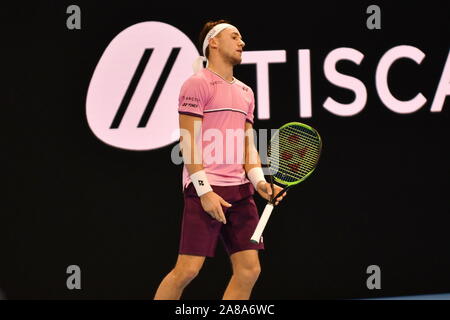 Mailand, Italien. 5 Nov, 2019. Casper ruudduring Next Gen ATP-Finale - Turnier Runde - Casper Ruud vs Miomir KecmanoviÃ"'', Tennis Internationals in Mailand, Italien, 05. November 2019 - LPS/Alessio Tarpini Credit: Alessio Tarpini/LPS/ZUMA Draht/Alamy leben Nachrichten Stockfoto