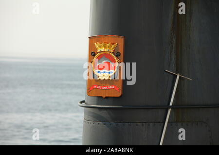 Wappen auf einem Schild auf der Kabine eines U-Boot Stockfoto