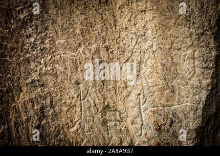 Alte Felszeichnungen Felszeichnungen in Gobustan Stockfoto