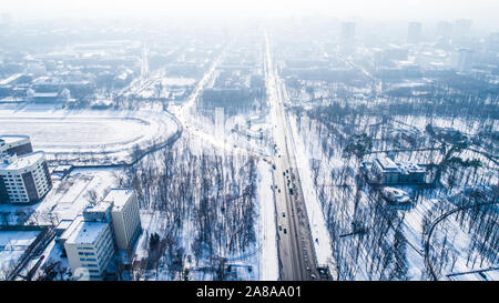 Luftaufnahme der Stadt Panorama im Winter Tag Stockfoto