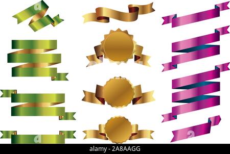 Satz von Outline eingefärbten Bänder und Banner. Vector Illustration Stock Vektor