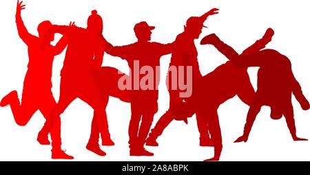 Set Silhouetten Breakdancer auf einem weißen Hintergrund. Stock Vektor