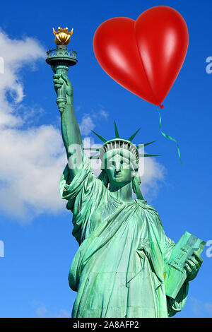 Lady Liberty, USA, Luftballon, Herzluftballon, Herzform, Freiheitsstatue, Stockfoto