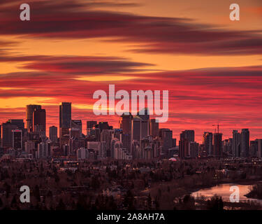 Sonnenaufgang von Calgary, Alberta Kanada Stockfoto