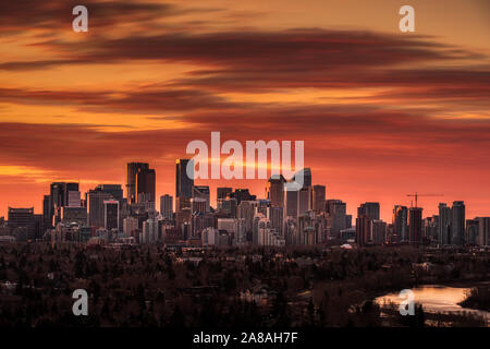 Sonnenaufgang von Calgary, Alberta Kanada Stockfoto