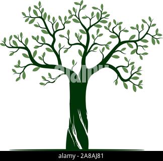 Grün Isoliert Baum auf weißem Hintergrund. Vector Illustration und Konzept. Pflanze im Garten. Stock Vektor