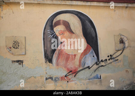 Wandmalereien in der Nähe der armenischen Kathedrale, Lemberg, Ukraine Stockfoto